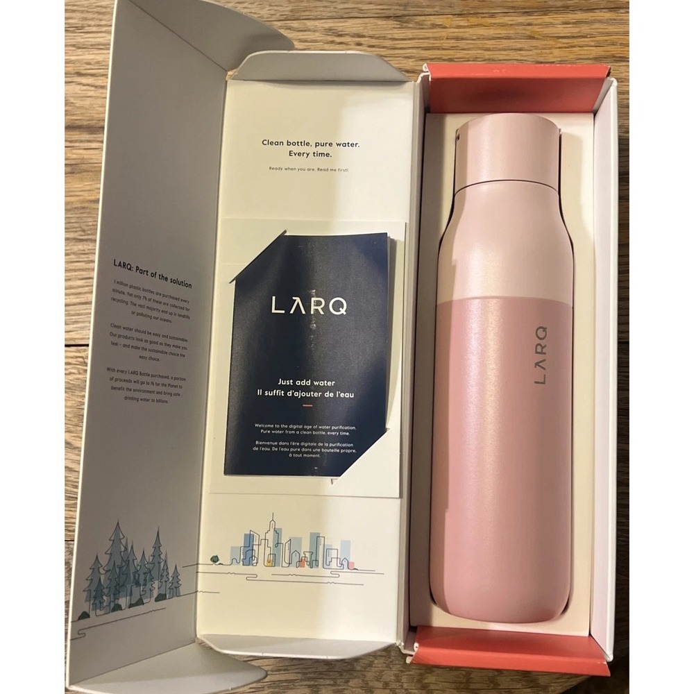 New LARQ Tech Insulated Water Bottle 17oz Himalayan Pink Color Self Cleaning UV